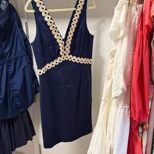 Lilly Pulitzer Navy Dress with Cream Crochet Accents